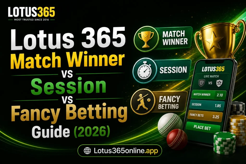Lotus 365 Match Winner vs Session vs Fancy Betting